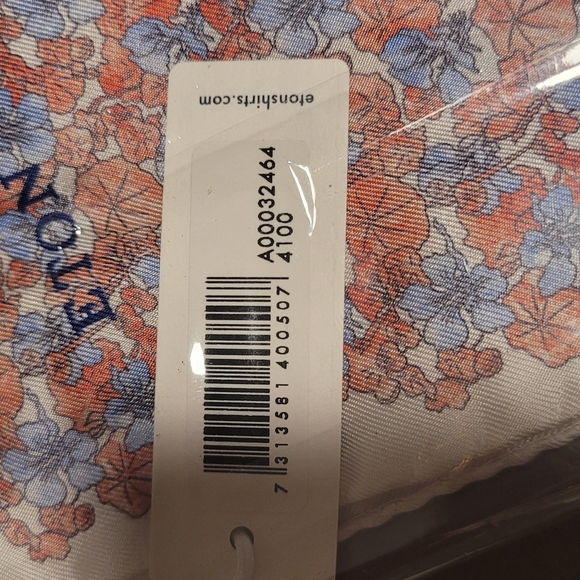 Eton 100% Silk Floral Pocket Square Made In Italy Blue Pink NWT - Picture 3 of 4